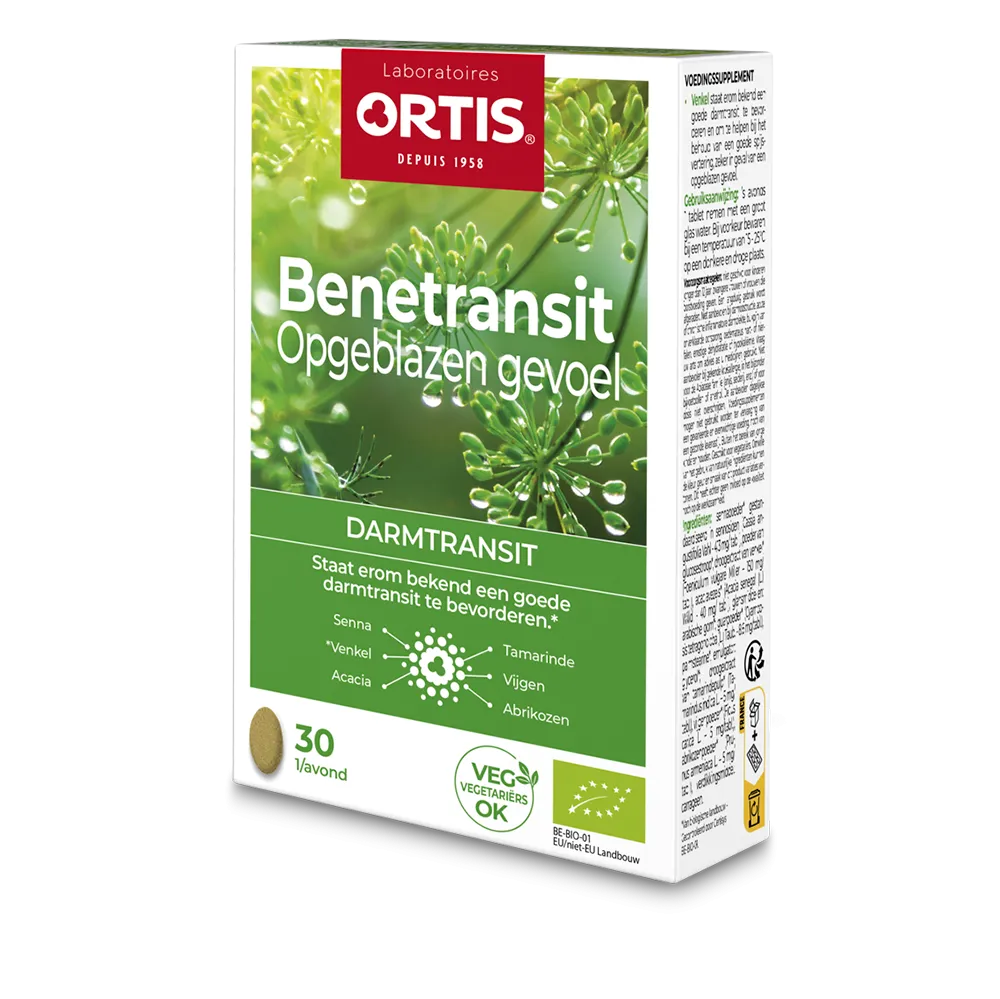 Ortis Benetransit Opgeblazen Gevoel Bio (2 x 15 tabletten)