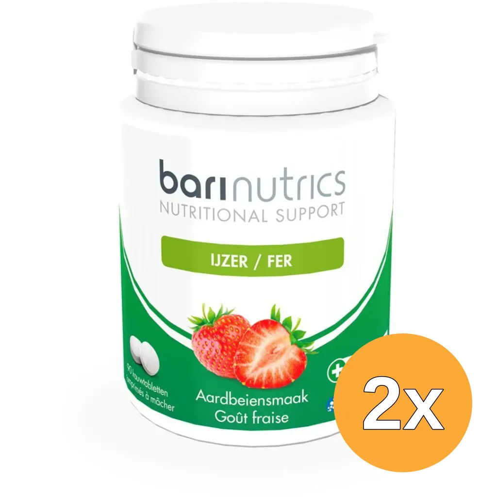 2x Barinutrics IJzer aardbei (90 tabletten)