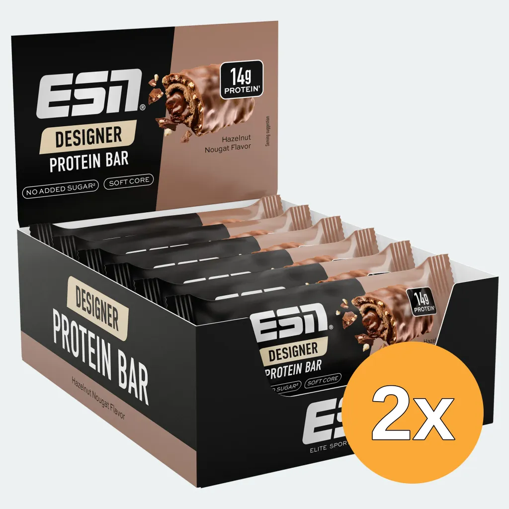 2x ESN Designer Protein Bar Hazelnut Nougat (12 x 45 gr)