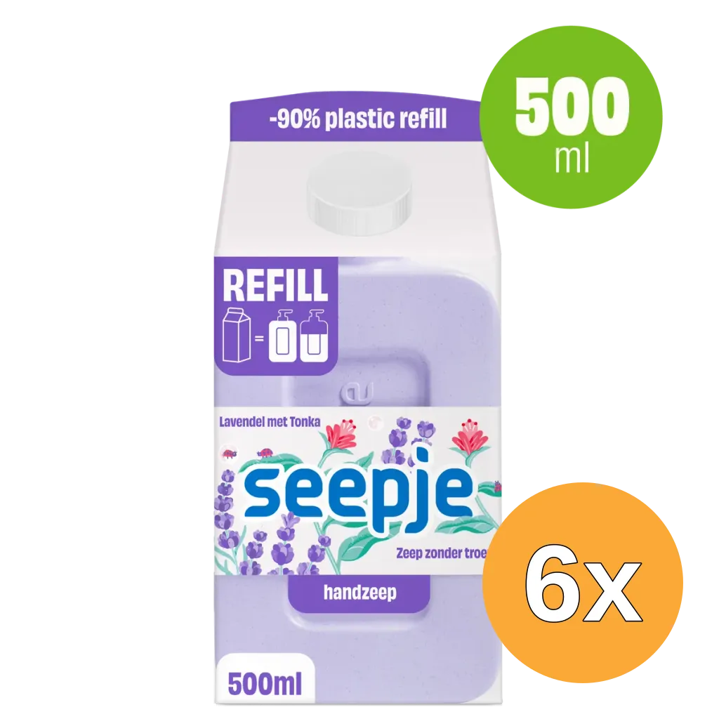 6x Seepje Handzeep Lavendel Refill Pak (500 ml)