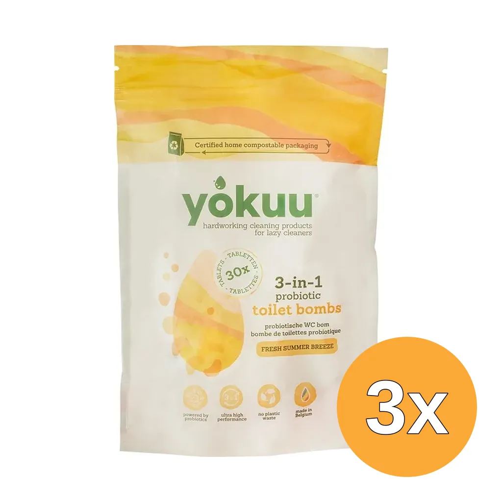 3x Yokuu Wc-Reiniger Fresh Summer Breeze (30 stuks)
