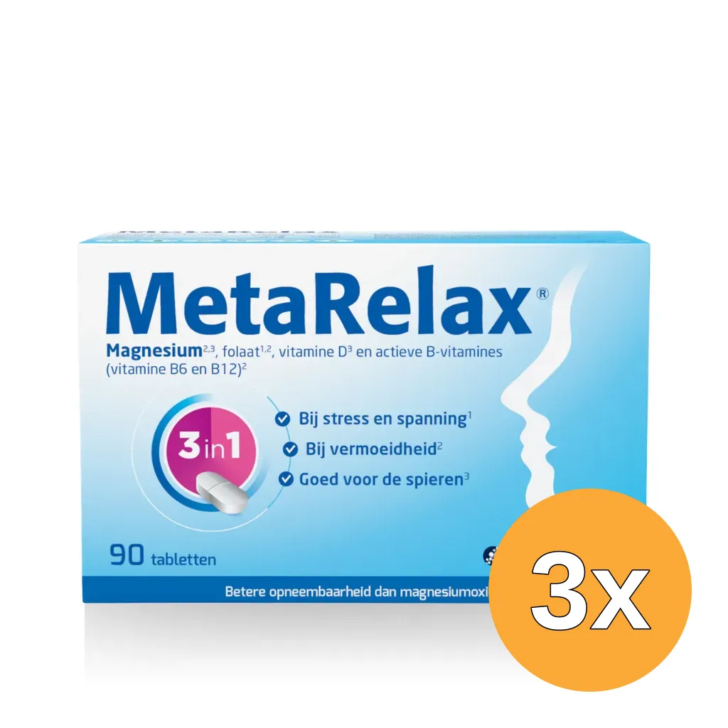 3x Metagenics MetaRelax Magnesium (90 tabletten)