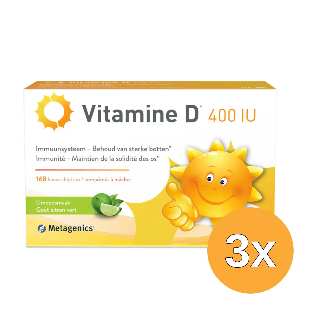 3x Metagenics Vitamine D 400Iu Limoen (84 kauwtabletten)