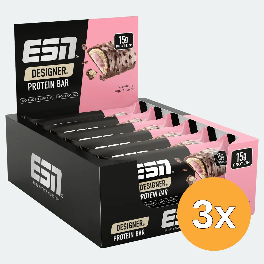 3x ESN Designer Protein Bar Strawberry Yogurt  (12 x 45 gr)