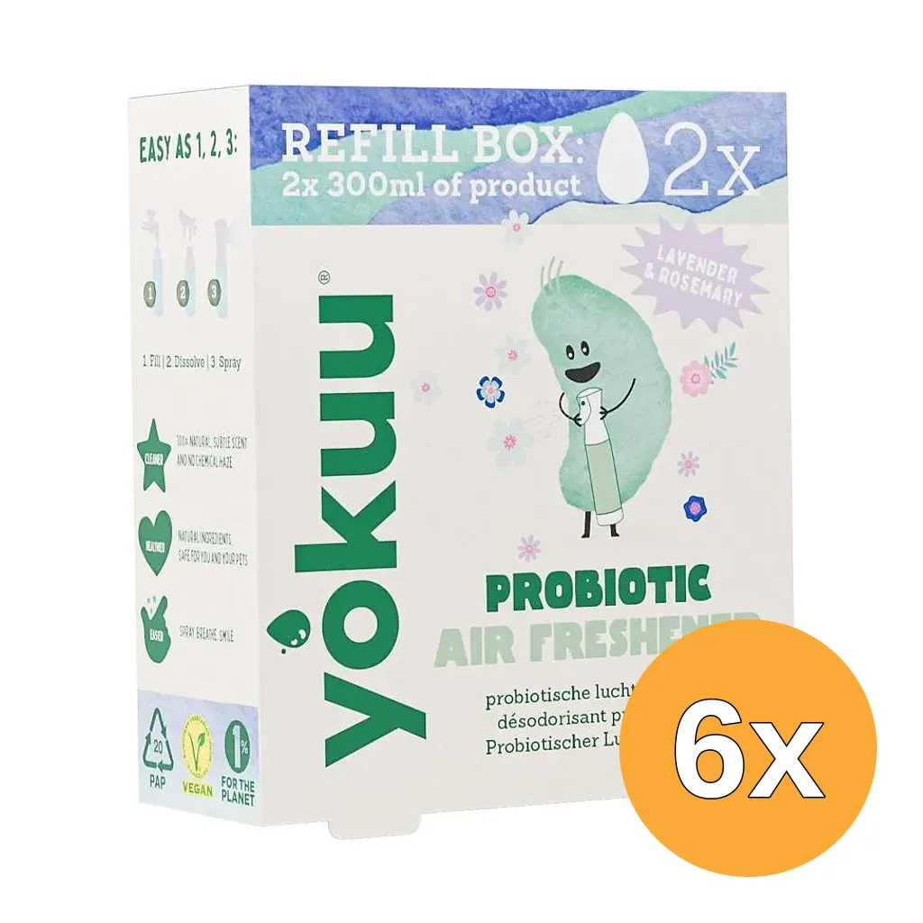 6x Yokuu Probiotische Luchtverfrisser Navulverpakking (2 stuks)