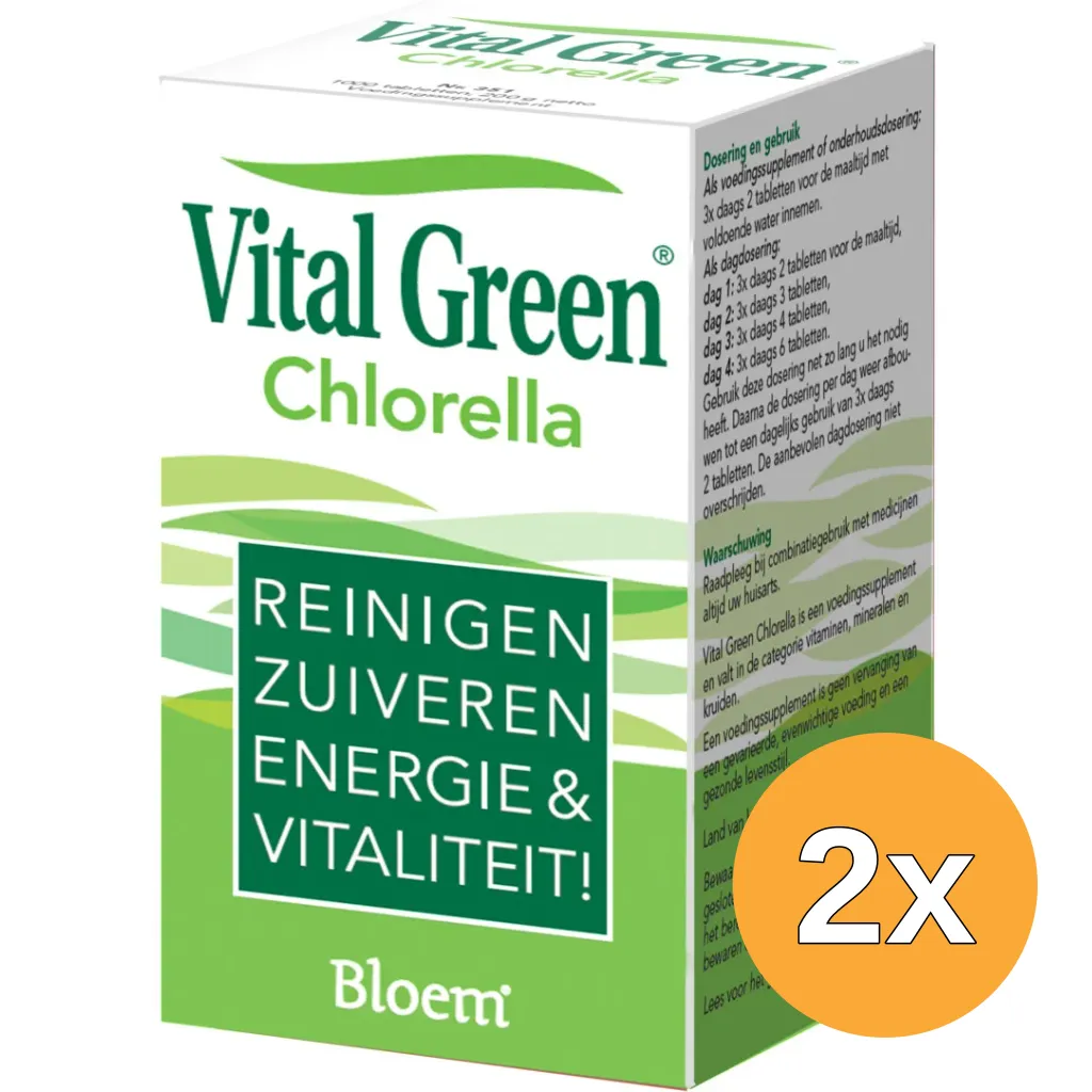 2x Bloem Vital Green Chlorella (600 tabletten)