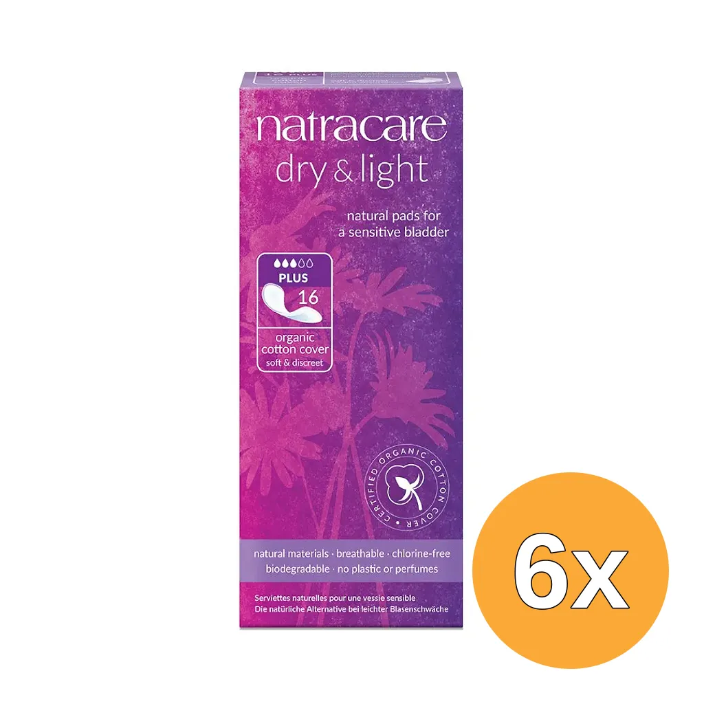 6x Natracare Dry & light plus Incontinentie verband (16 stuks)