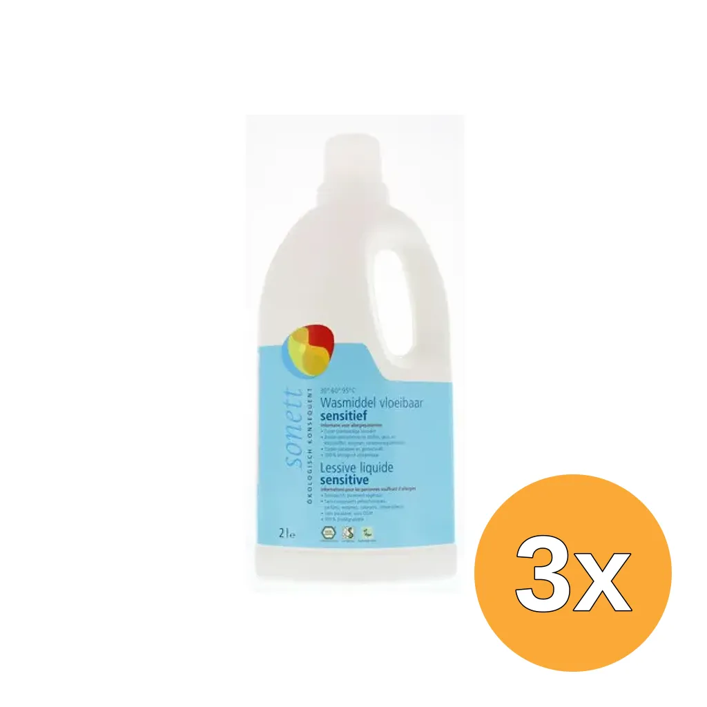 3x Sonett Wasmiddel Vloeibaar Sensitief (2000 ml)