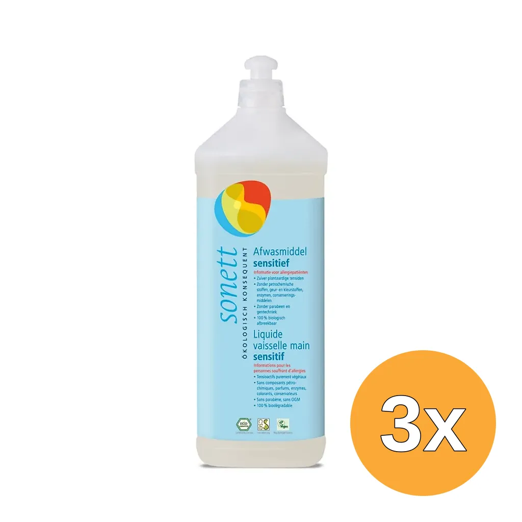 3x Sonett Afwasmiddel Sensitive Bio (1000 ml)