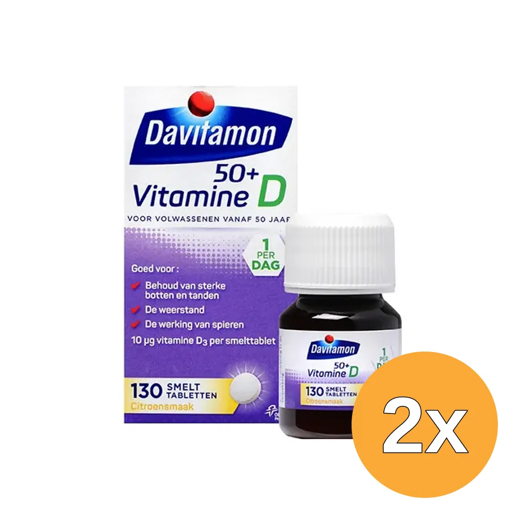 2x Davitamon D 50+ Smelttablet (130 tabletten)