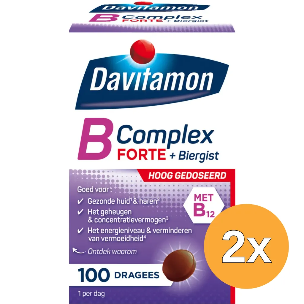 2x Davitamon Vitamine B Complex Forte (100 Dragees)