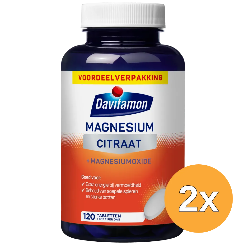 2x Davitamon Magnesiumcitraat & Magnesiumoxide (120 tabletten)