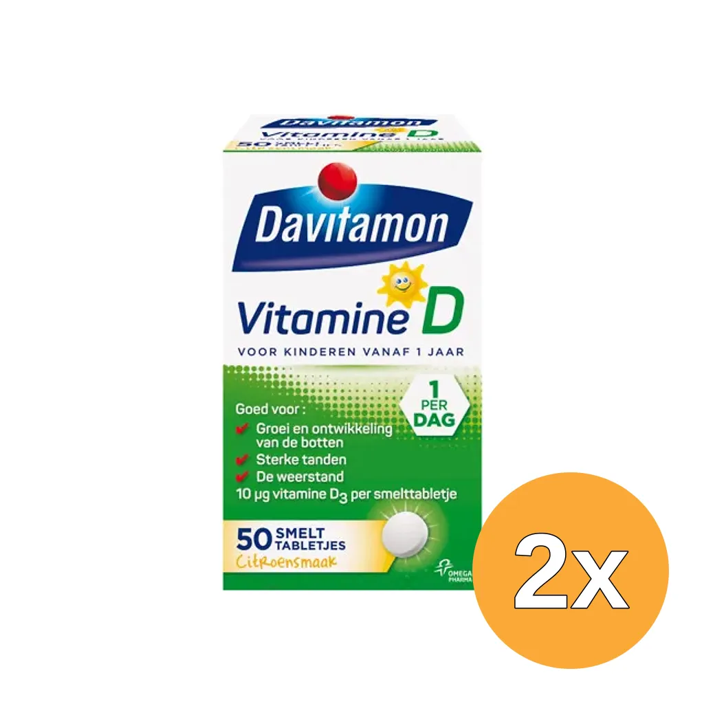 2x Davitamon D kind smelttablet (50 tabletten)