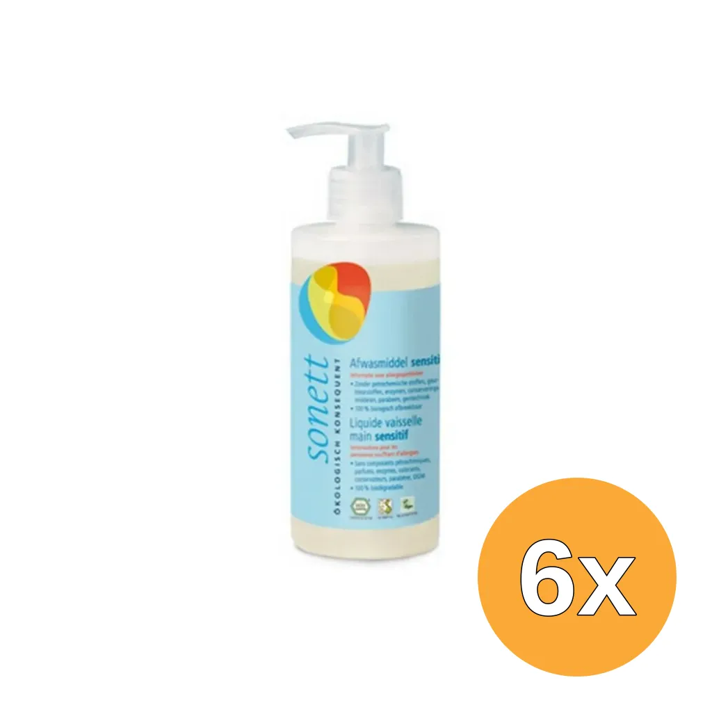 6x Sonett Afwasmiddel Sensitive Bio (300 ml)