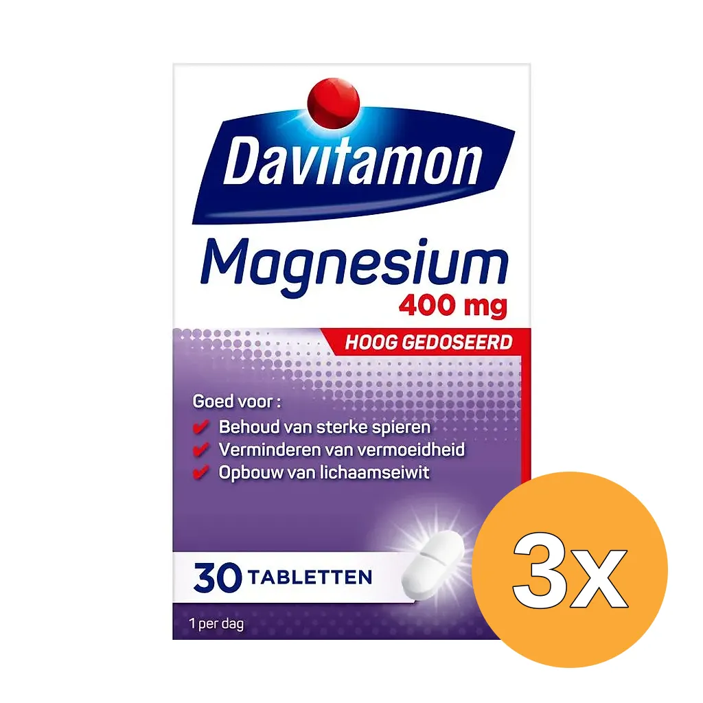 3x Davitamon Magnesium 400 mg (30 tabletten)