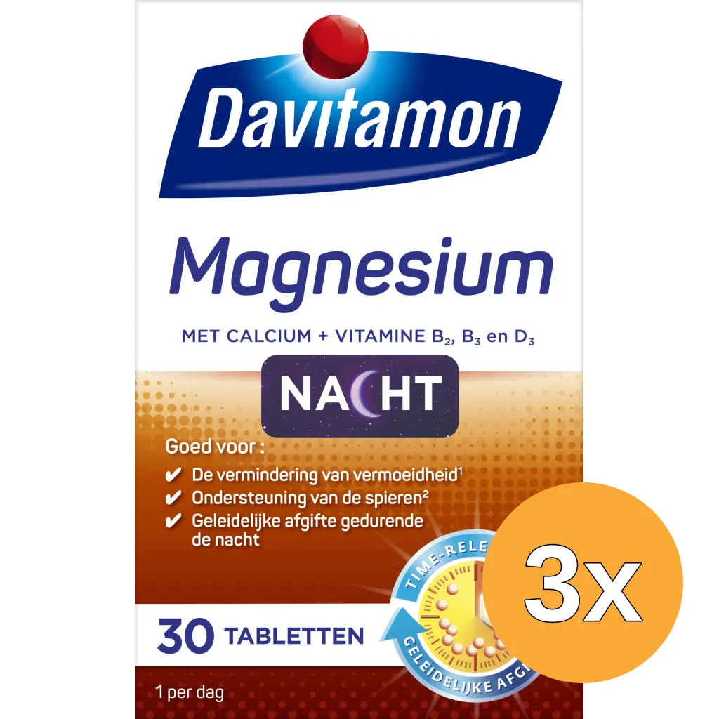3x Davitamon Magnesium voor de Nacht (30 tabletten)