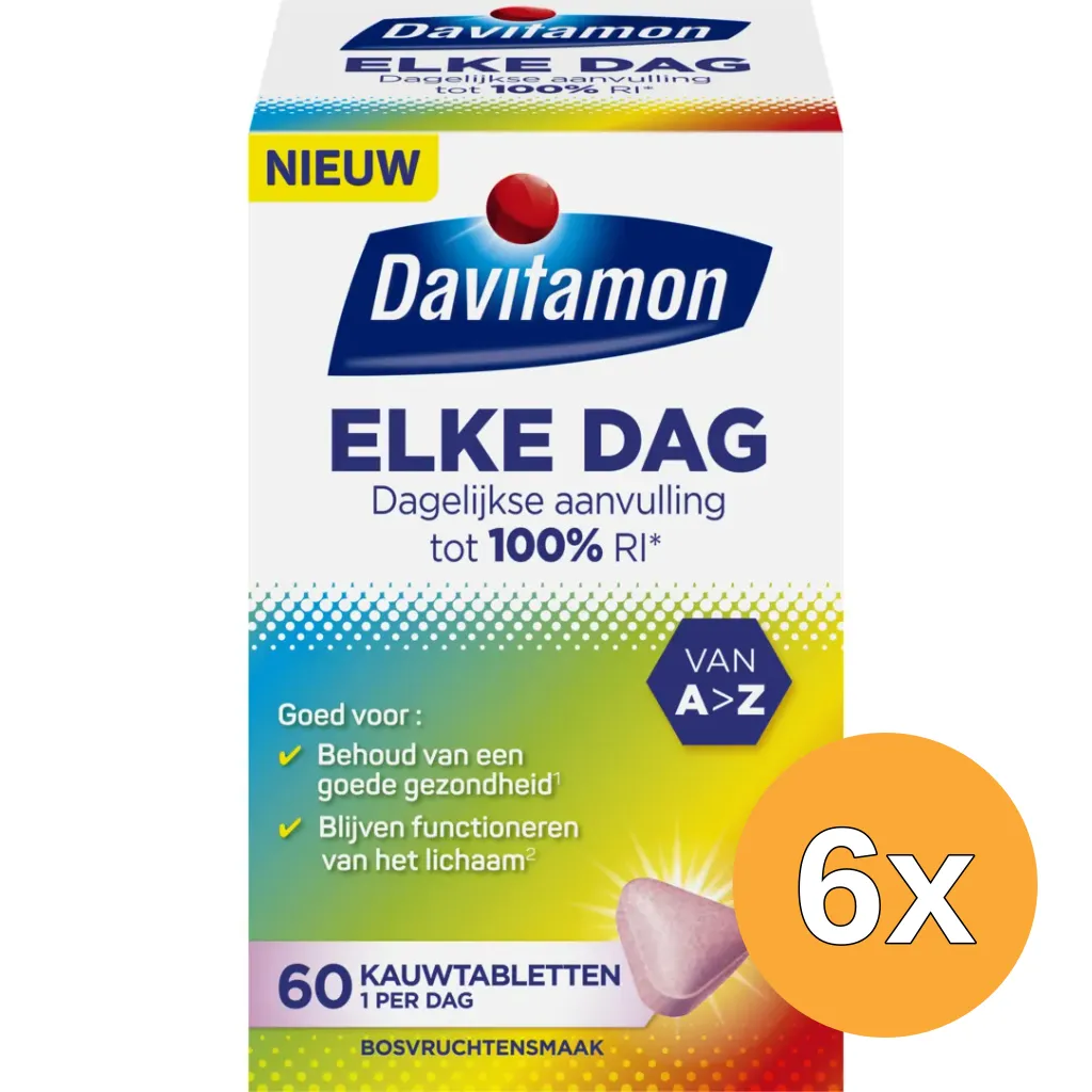6x Davitamon Elk dag (60 kauwtabletten)