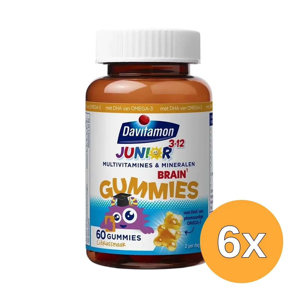 6x Davitamon Junior 3-12 Jaar Brain Gummies (60 stuks)