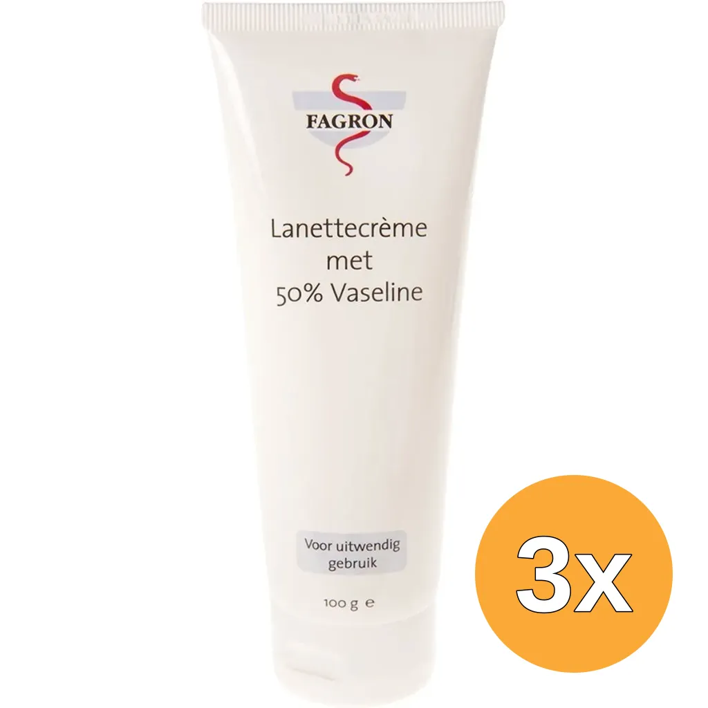 3x Fagron Lanettecreme met 50% Vaseline (100 gr)