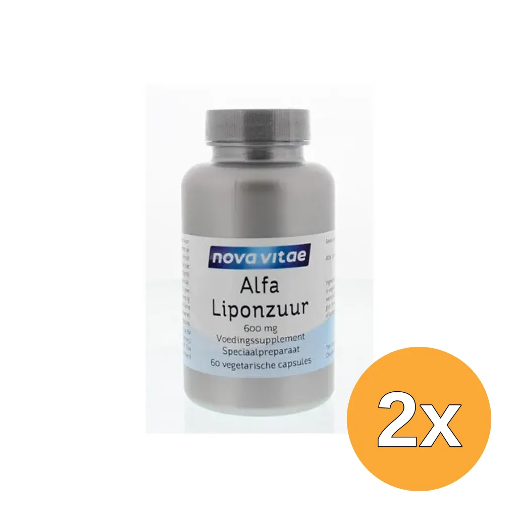 2x Nova Vitae Alfa Liponzuur 600 Mg (60 vega capsules)