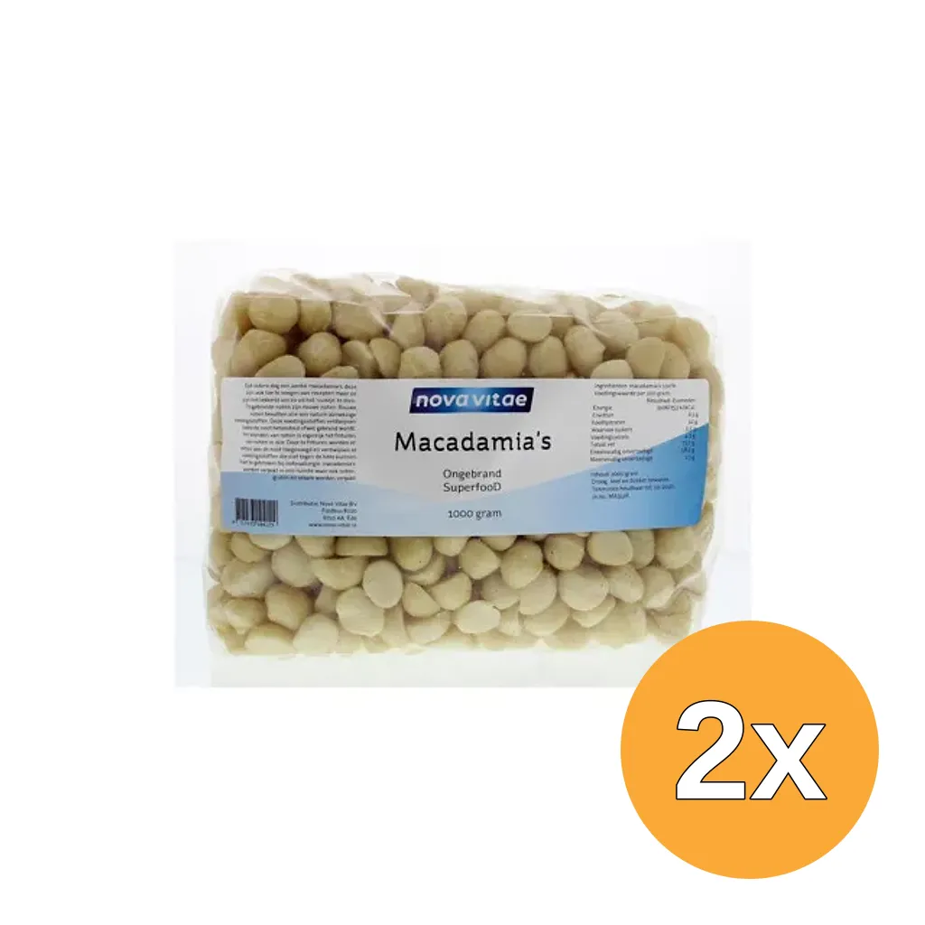2x Nova Vitae Macadamia Ongebrand Raw (1000 gr)