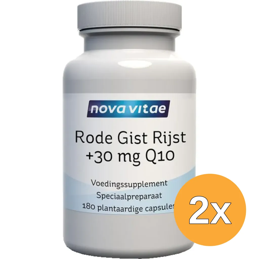 2x Nova Vitae Rode gist rijst + 30mg Q10 (180 vega capsules)