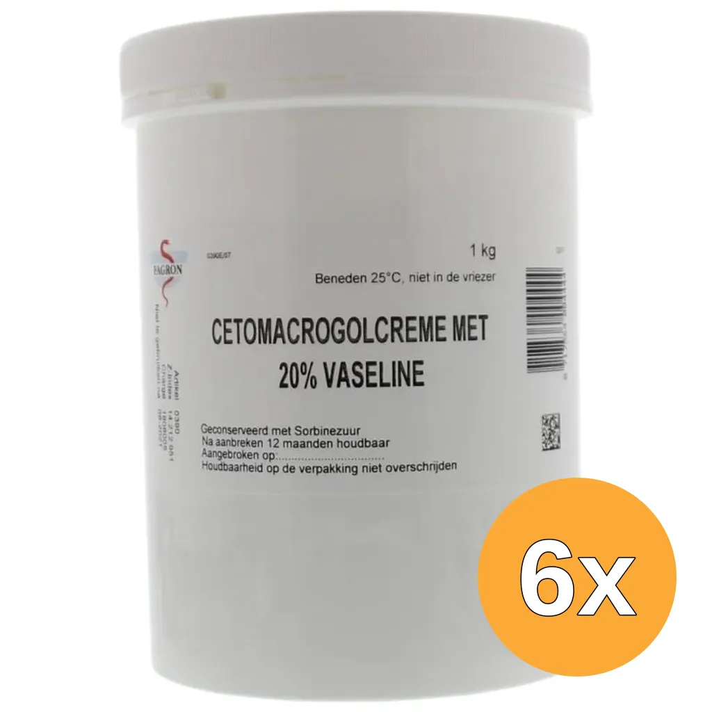 6x Fagron Cetomacrogol creme 20% vaseline (1000 gr)