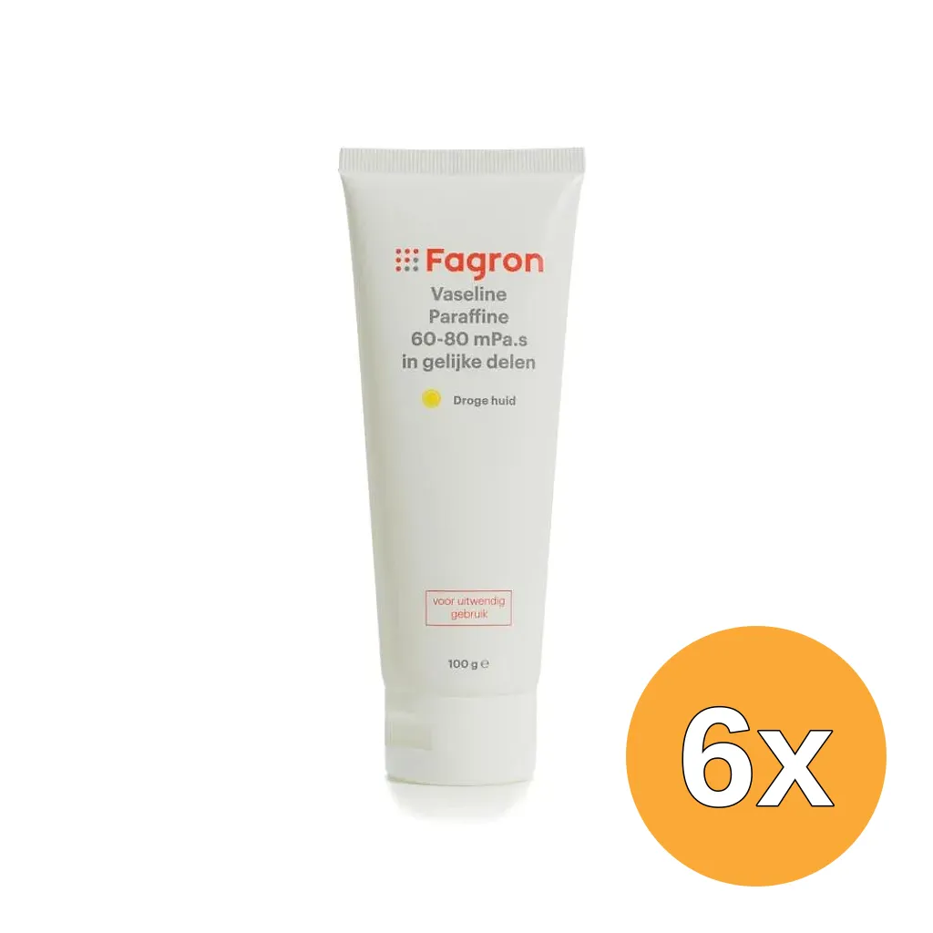 6x Fagron Vaseline Paraffine 60-80 in Gelijke Delen (500 gr)