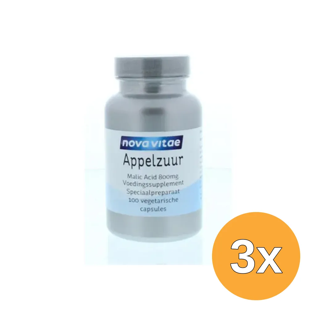3x Nova Vitae Appelzuur Malic Acid 800 Mg (100 capsules)