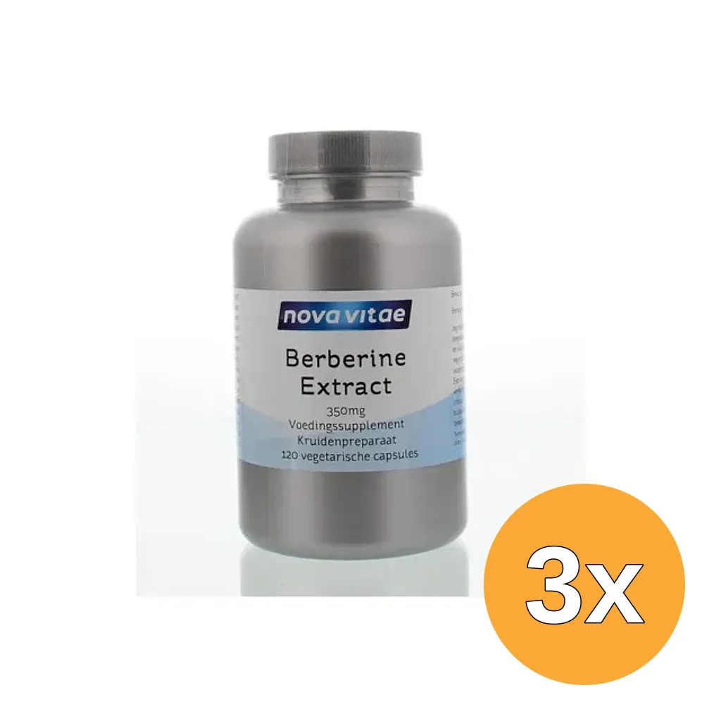 3x Nova Vitae Berberine Hci Extract 350 Mg (120 vega capsules)