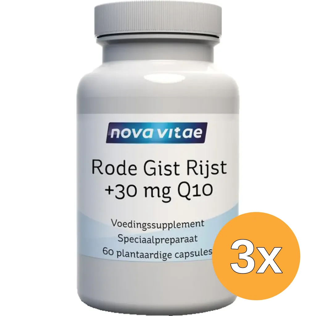 3x Nova Vitae Rode gist rijst + 30mg Q10 (60 vega capsules)