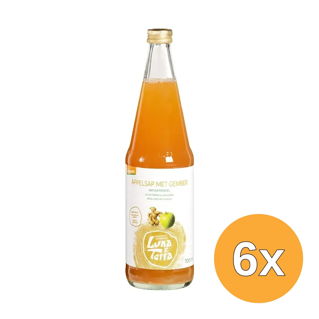 6x Luna E Terra Appelsap Met Gember, Natuurtroebel (700 ml)