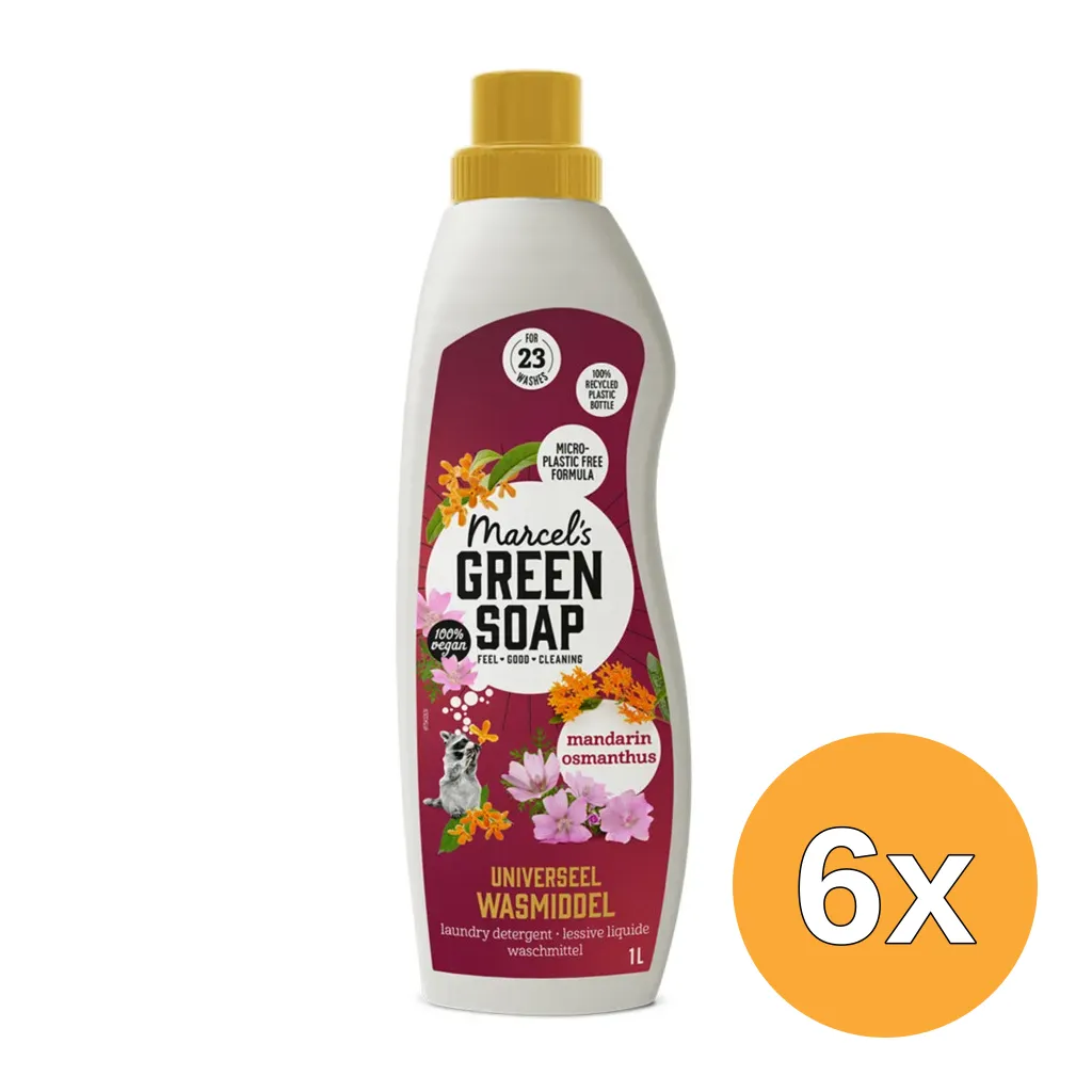 6x Marcel's Green Soap Wasmiddel Mandarijn & Osmanthus (1000 ml)