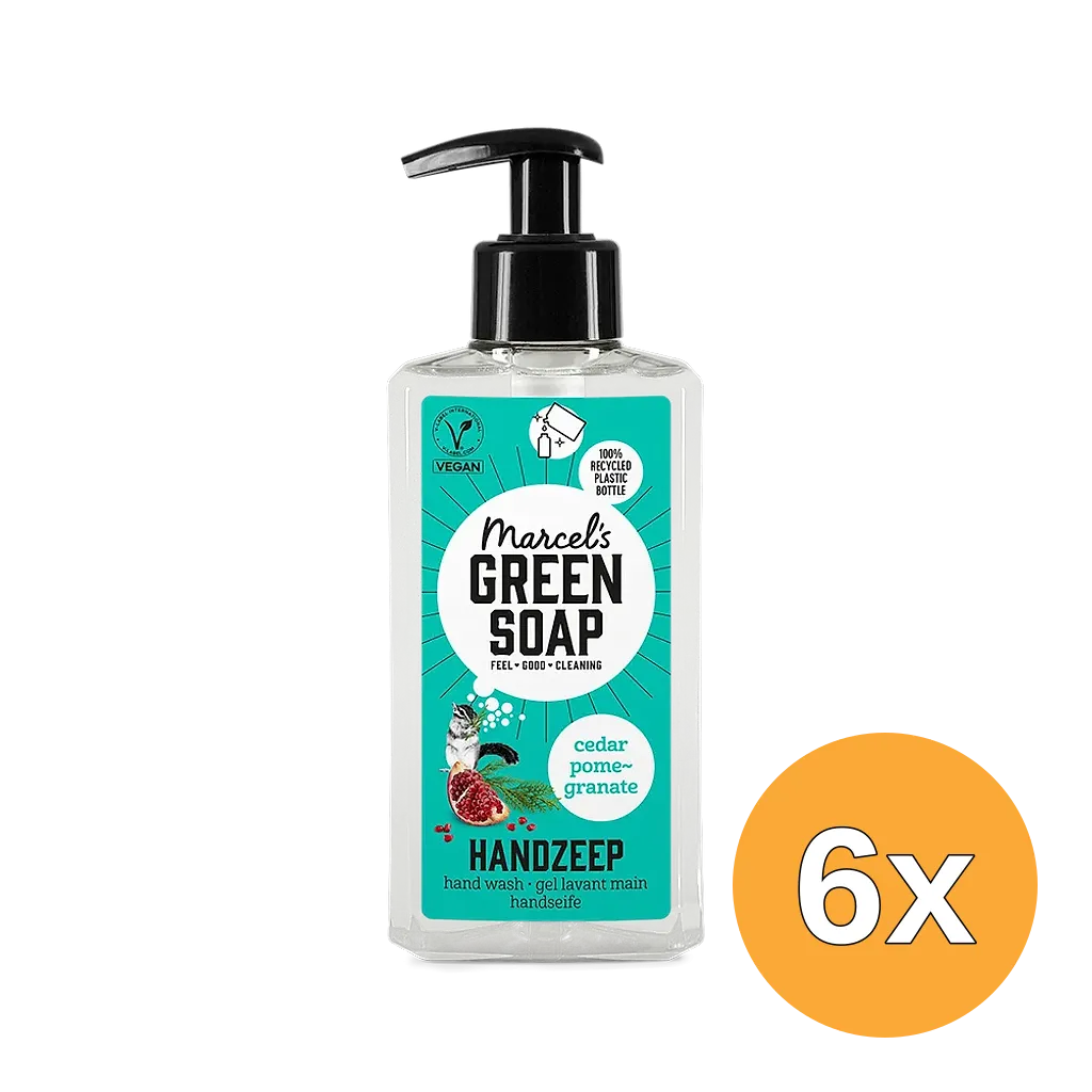 6x Marcel's Green Soap Handzeep Ceder & Granaatappel (250ml)