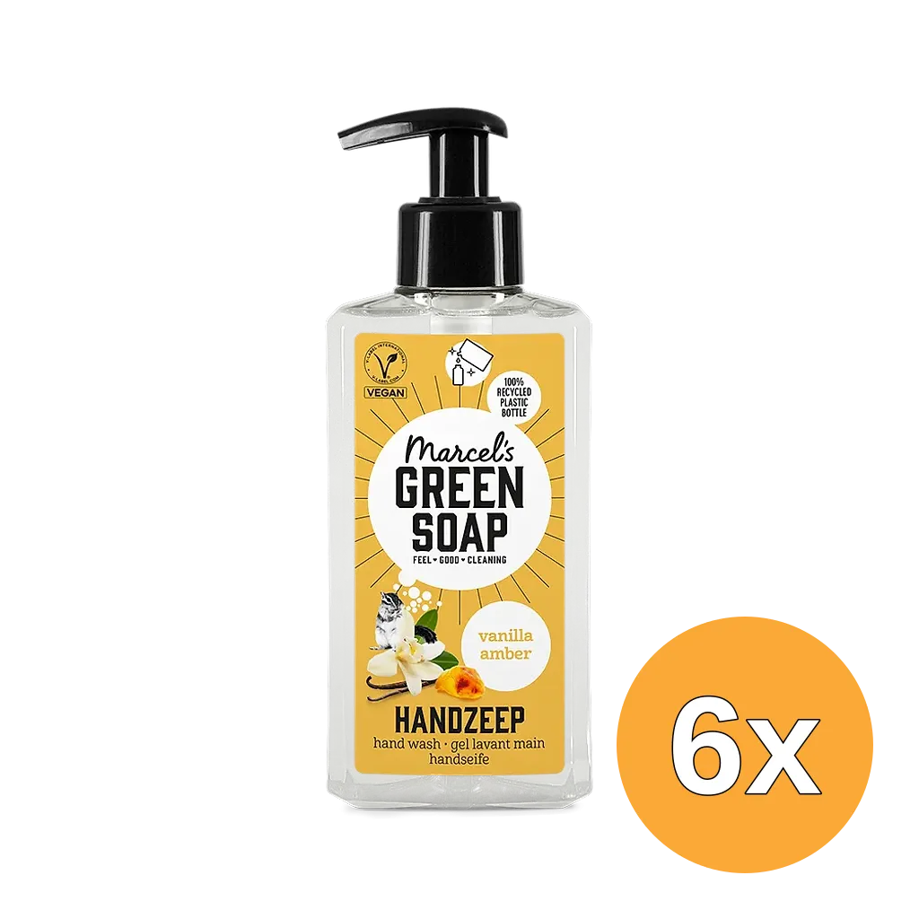 6x Marcel's Green Soap Handzeep Vanille & Amber (250ml)