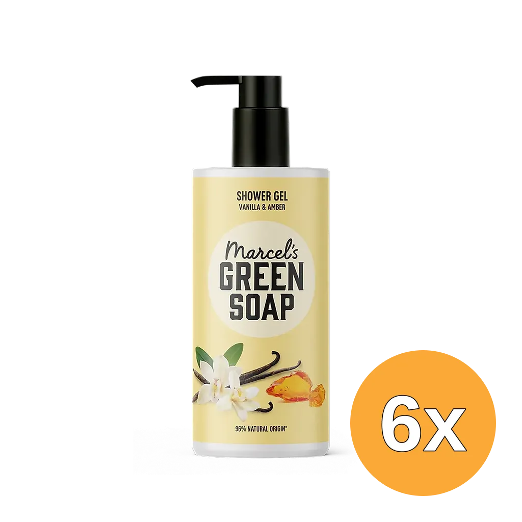 6x Marcel's Green Soap Shower Gel Vanilla & Amber (300 ml)
