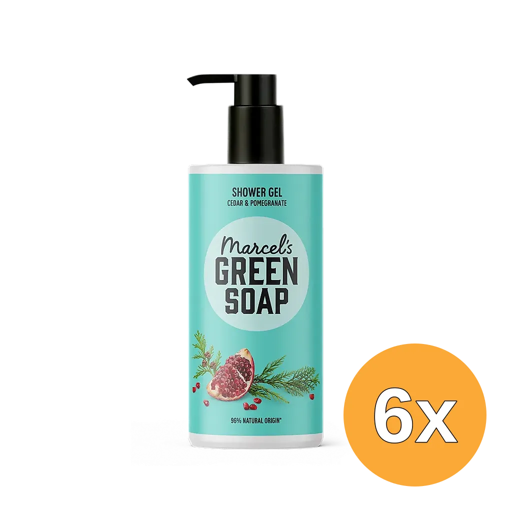 6x Marcel's Green Soap Shower Gel Cedar & Pomegranate (300 ml)