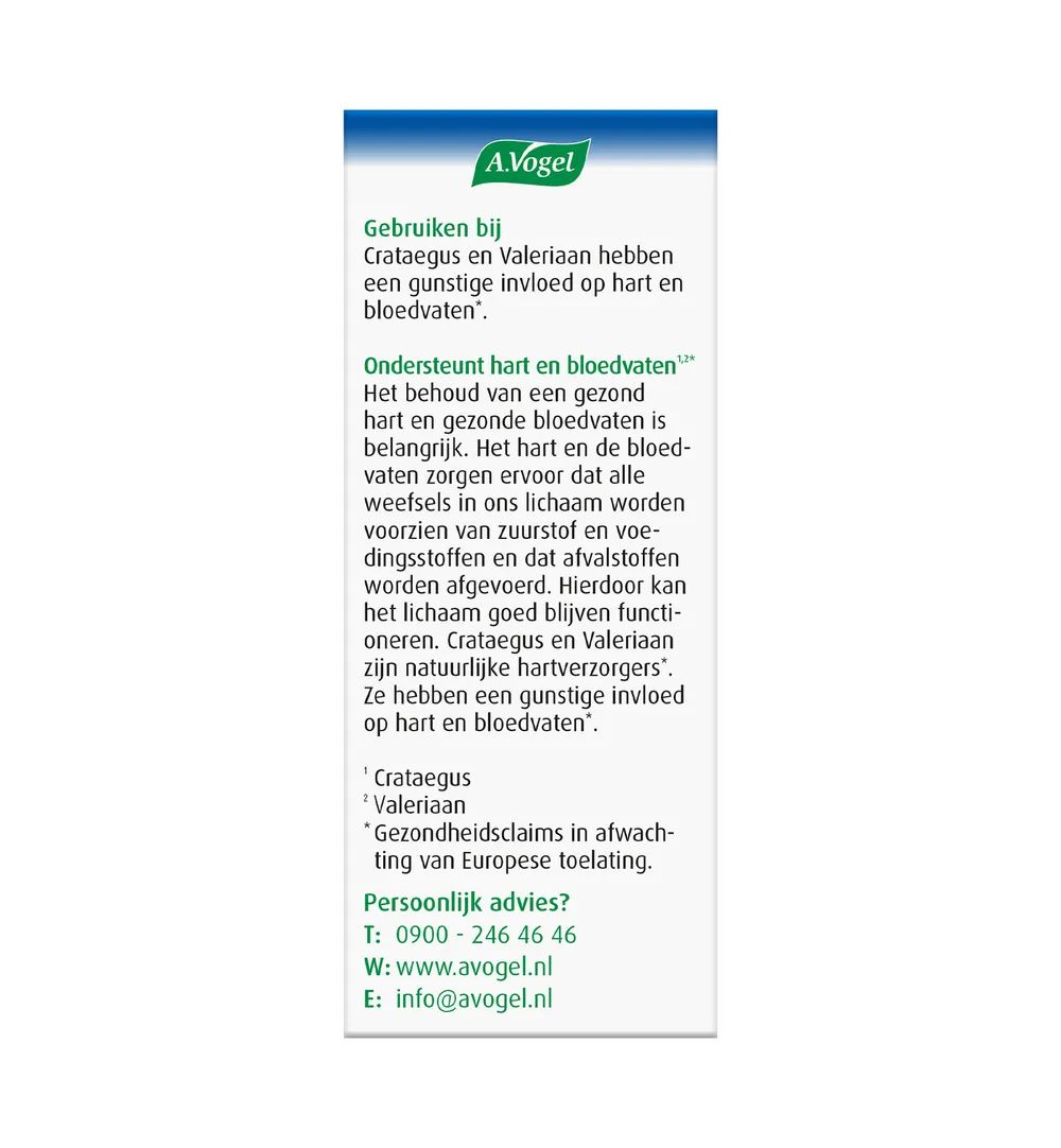 A.Vogel Crataegus + valeriaan (80 tabletten) - image 3