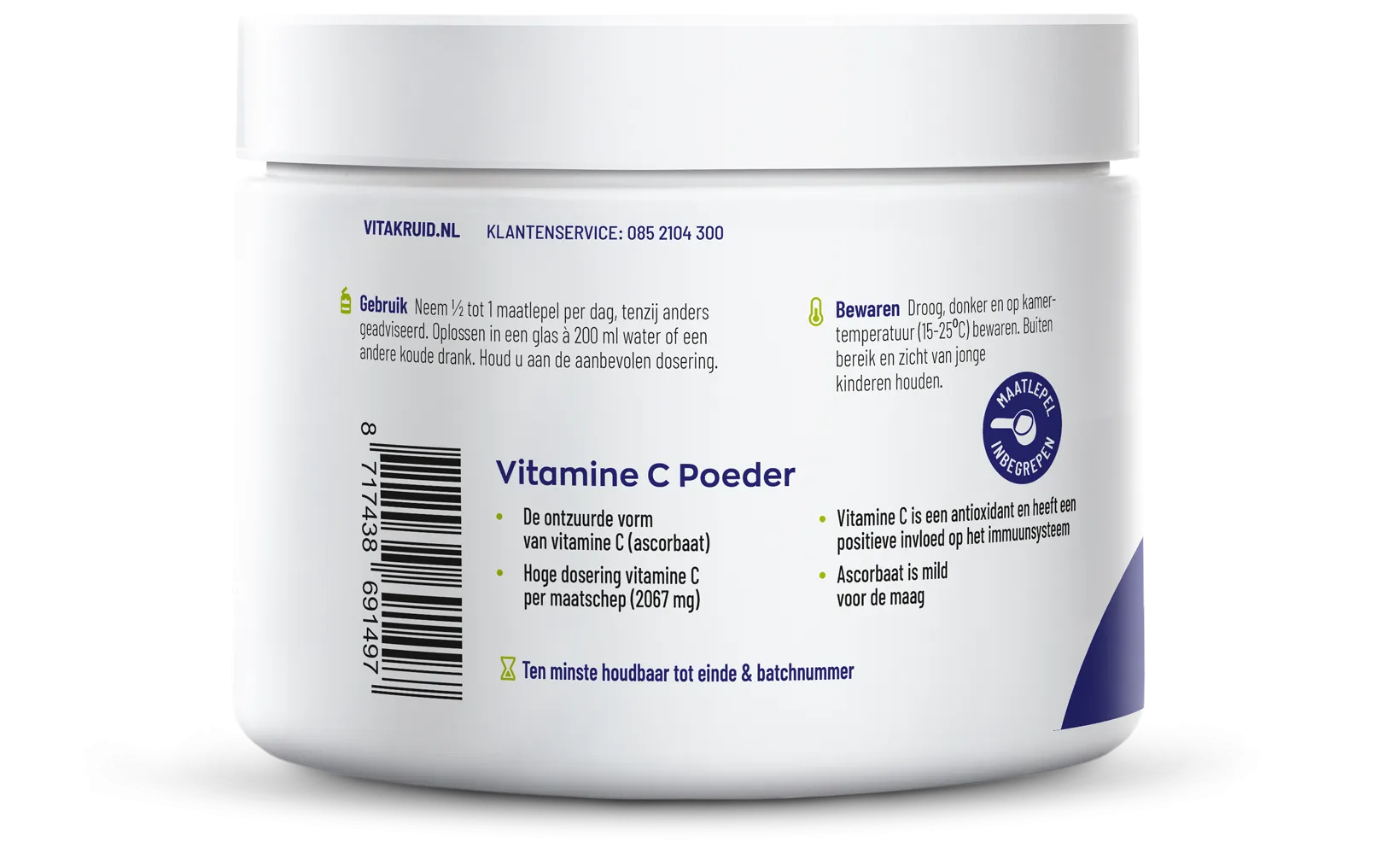 Vitakruid Vitamine C Poeder Calcium- & Magnesiumascorbaat (260 gr)