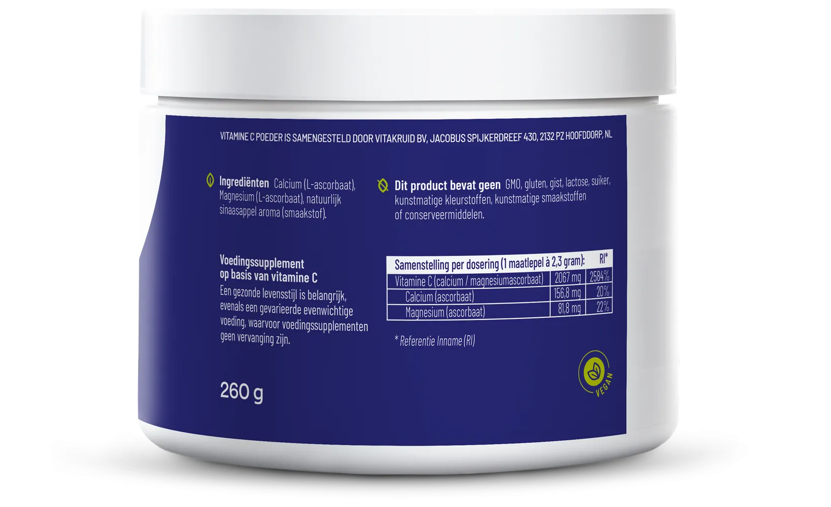 Vitakruid Vitamine C Poeder Calcium- & Magnesiumascorbaat (260 gr) - image 2
