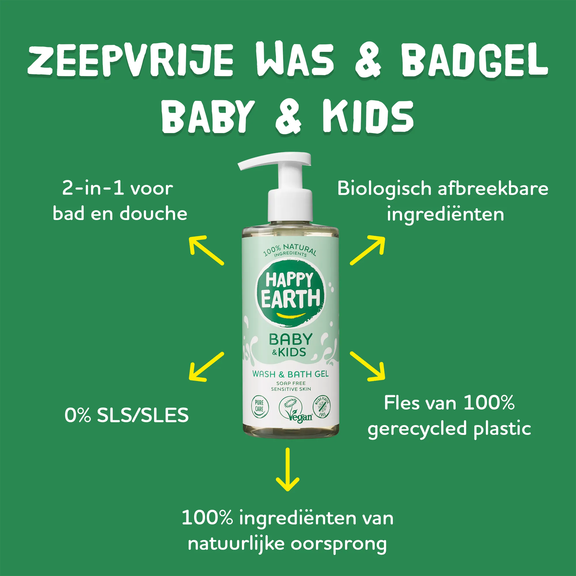 Happy Earth Was & badgel zeepvrij baby & kids (300 ml) - image 5
