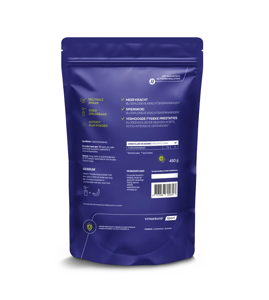 Vitakruid Creatine Monohydraat Gemicroniseerd Tot 200 Mesh (450 gr)
