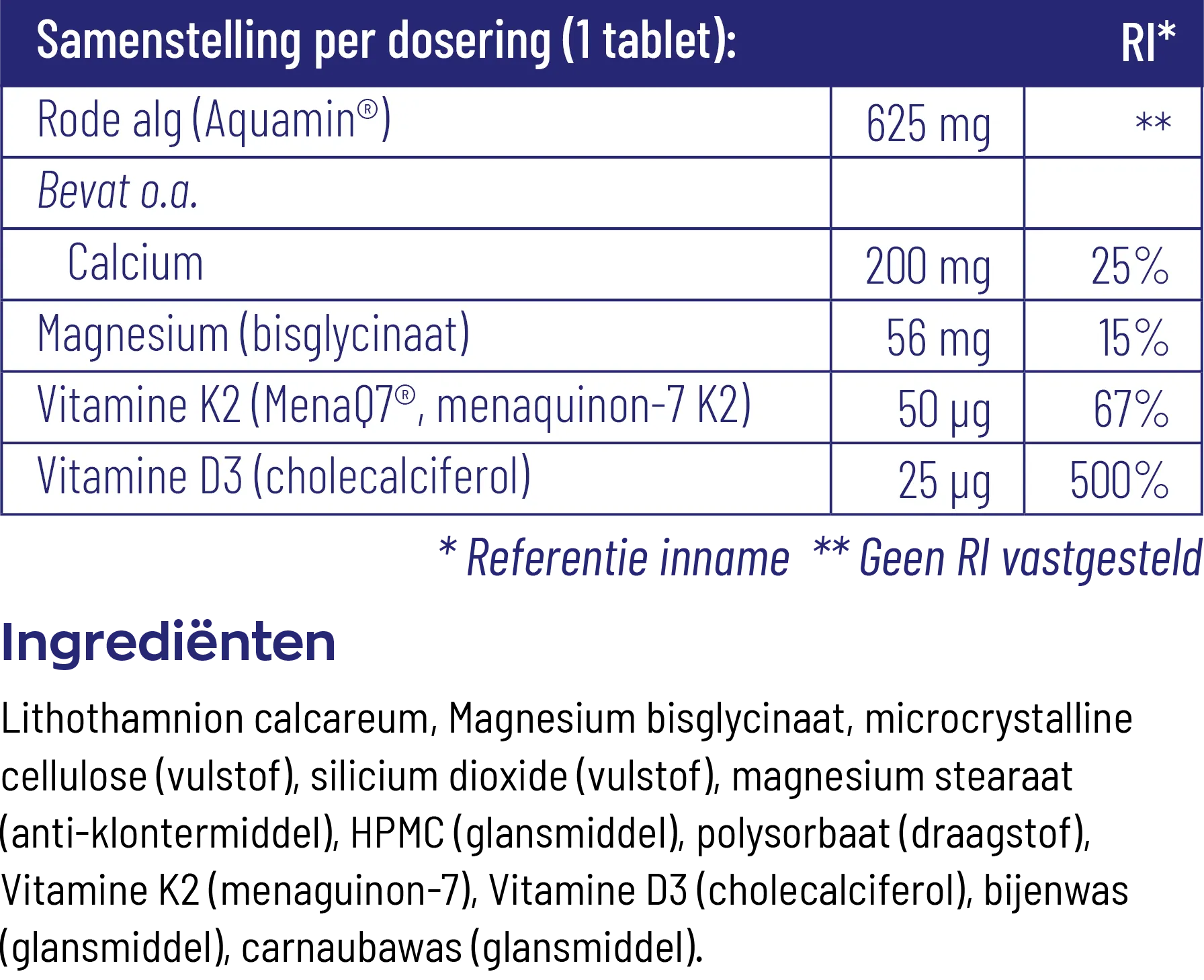 Vitakruid Osta K2 & D3 Algae met Calcium & Magnesium (90 tabletten) - image 3