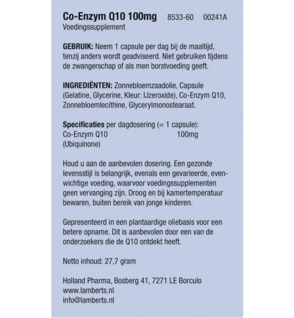Lamberts Co enzym Q10 100mg (60 vega capsules)