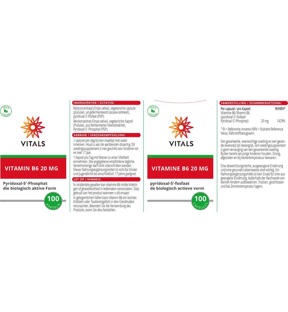 Vitals Vitamine B6 20 Mg (100 capsules) - image 3