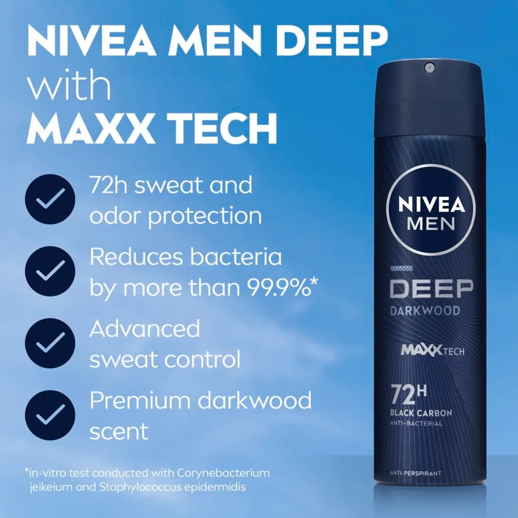 Nivea Men deodorant deep darkwood spray (150 ml)