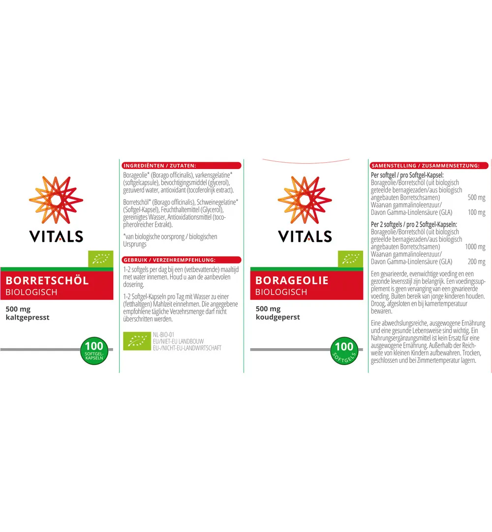 Vitals Borageolie 500 Mg Bio (100 softgels) - image 3