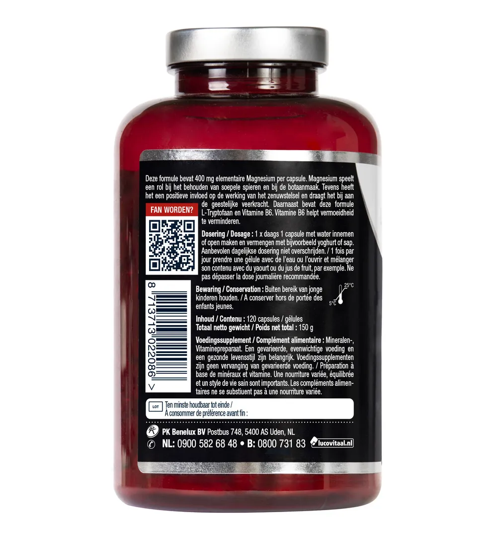 Lucovitaal Magnesium 400 met B6 & L-Tryptofaan (120 capsules) - image 3