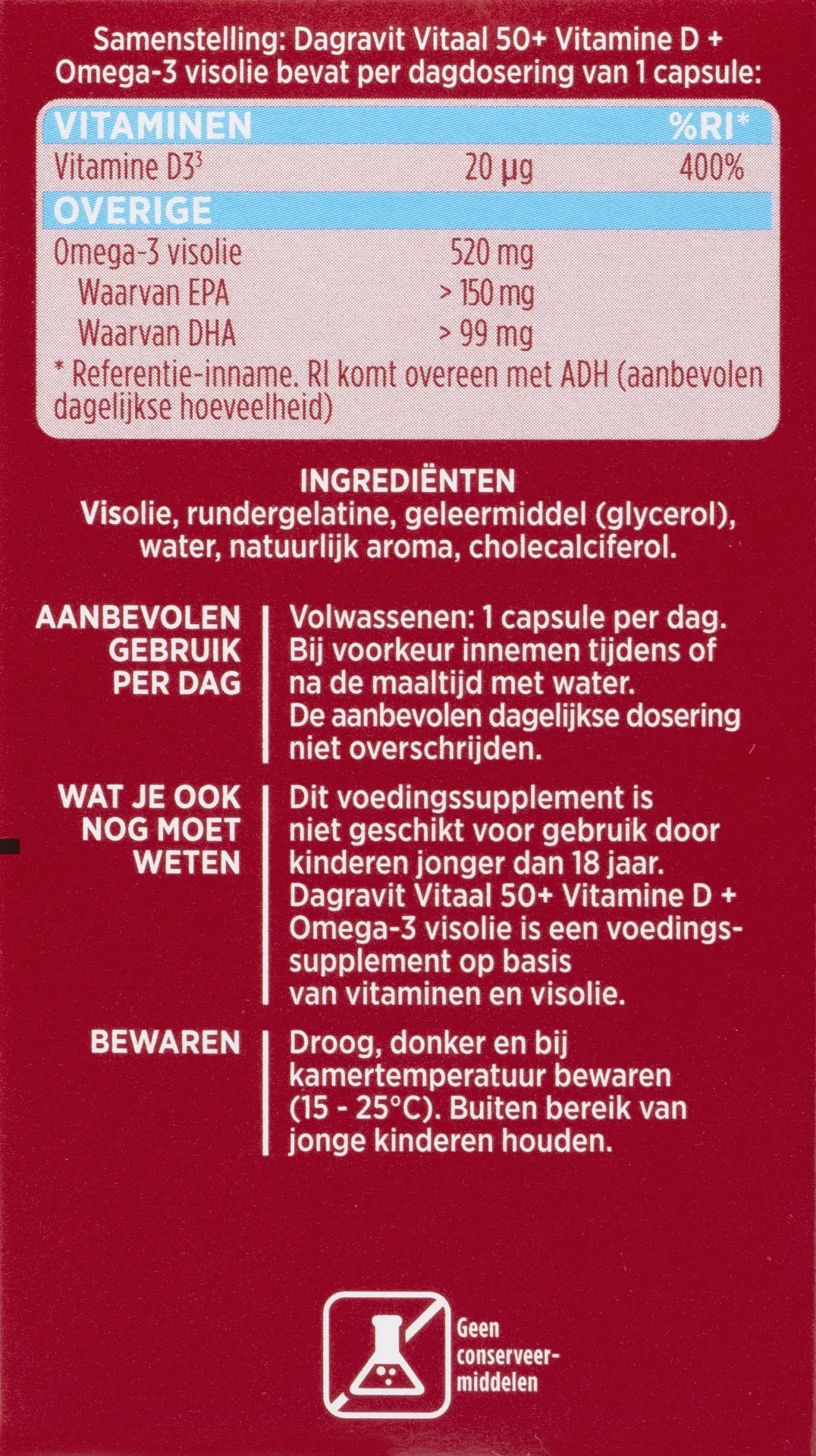 Dagravit Vitaal 50+ Vitamine D + Omega-3 Visolie (90 capsules)