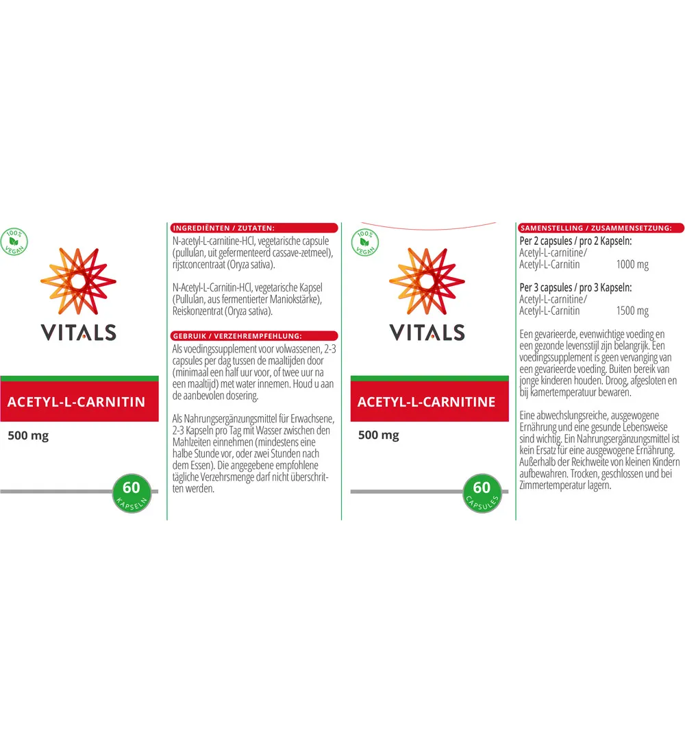Vitals Acetyl-L-carnitine 500 mg (60 capsules) - image 3